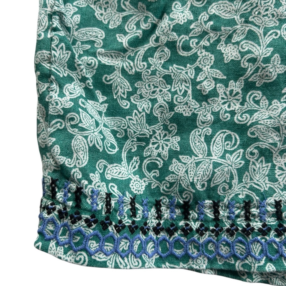 J.Jill 100% Linen Tassel Boho Floral Paisley Embroidered Shorts Size M Coastal - Picture 5 of 9
